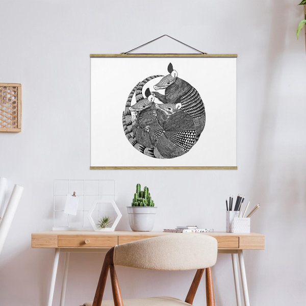 Roomie Kidz Stoffbild Illustration Armadillos Schwarz Wei Muster Von roomie-kidz-stoffbild-illustration-armadillos-schwarz-wei-muster-von